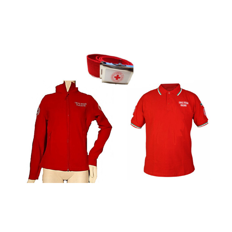 croce rossa, pile, maglione cri, polo tricolore , cintura personalizzata.